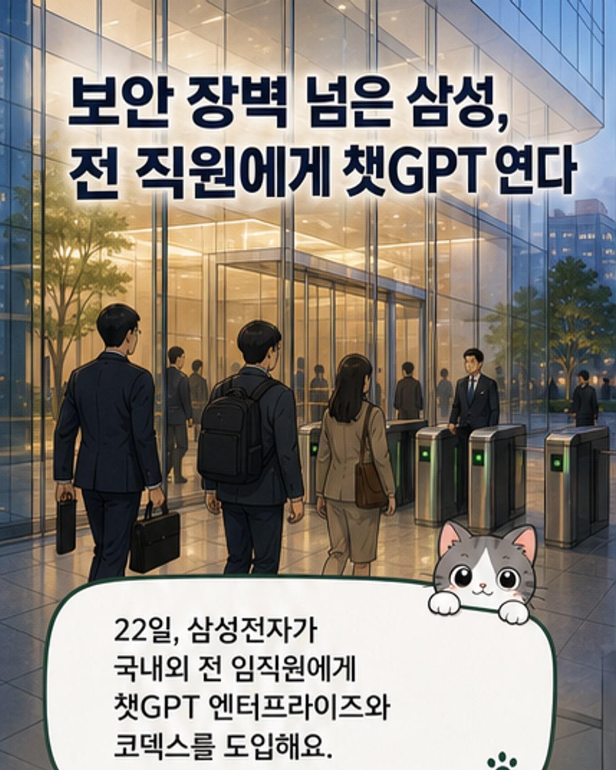 삼성전자 로고와 챗GPT 엔터프라이즈, 코덱스 로고가 함께 있는 이미지. 배경은 디지털 네트워크 패턴.